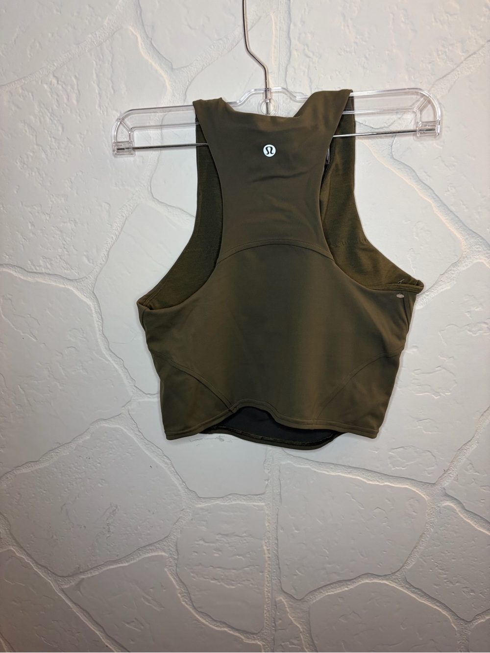 Lululemon Invigorate Training Tank Top Olive Green Crop Sports Bra Size 6 - Picture 2 of 3